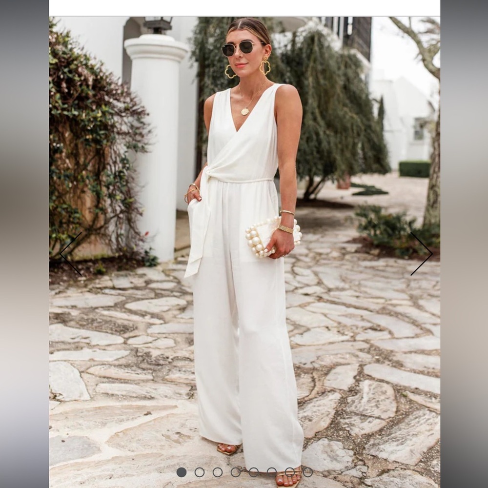 Splendid x Cella Jane Blog White Surplice Jumpsuit